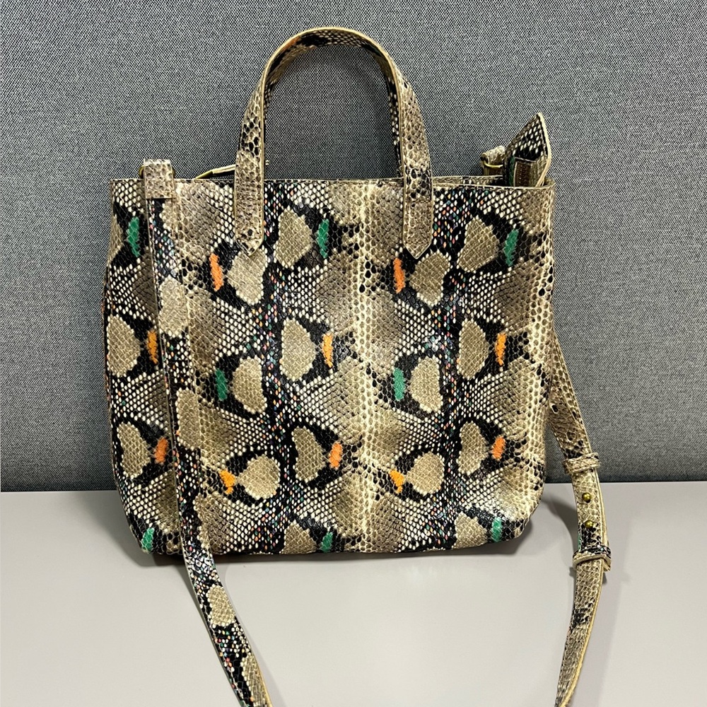 Madewell Snake-Embossed Leather Transport Tote Bag